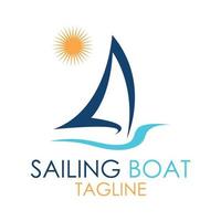 logo de bateau à voile simple, croisières quotidiennes, voyages en mer, logo-icône vectoriel