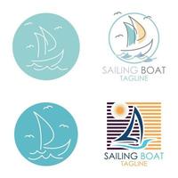 logo de bateau à voile simple, croisières quotidiennes, voyages en mer, logo-icône vectoriel