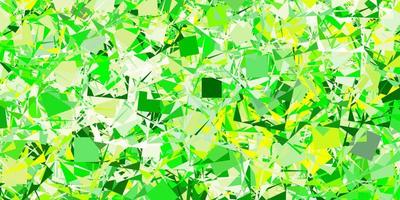 texture de vecteur vert clair, jaune avec des triangles aléatoires.