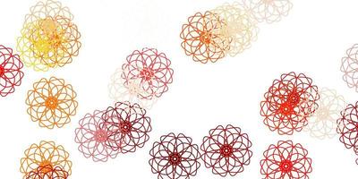 texture de doodle vecteur orange clair avec des fleurs.