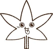 dessin au fusain feuille de cannabis vecteur