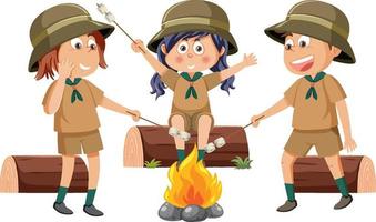 enfants en tenue de camping vecteur
