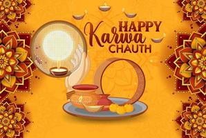 conception d'affiche heureuse de karva chauth vecteur