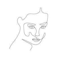 une seule ligne dessinée à la main jeune femme portrait beauté féminine, visage de fille beauté minimaliste. conception vectorielle continue dynamique d'une ligne graphique. illustration en noir et blanc vecteur