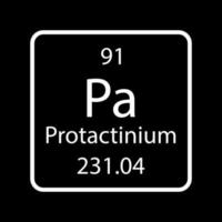 symbole du protactinium. élément chimique du tableau périodique. illustration vectorielle. vecteur