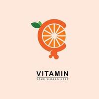 icône du logo abstrait vitamine c orange vecteur