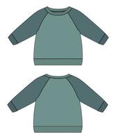 sweat-shirt raglan à manches longues mode technique croquis plat modèle d'illustration vectorielle pour femmes et dames vecteur