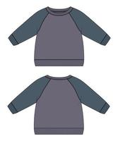 sweat-shirt raglan à manches longues mode technique croquis plat modèle d'illustration vectorielle pour femmes et dames vecteur