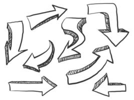 ensemble d'icônes de flèches dessinées à la main. icône de flèche avec différentes directions. illustration vectorielle de griffonnage. isolé sur fond blanc vecteur