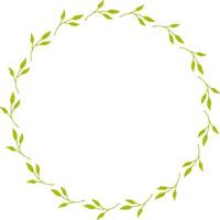 cadre rond avec des branches vert clair sur fond blanc. style de griffonnage. image vectorielle. vecteur