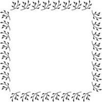 cadre carré avec des branches noires confortables sur fond blanc. style de griffonnage. image vectorielle. vecteur