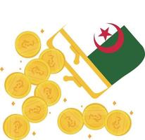 vecteur de drapeau algérien dessiné à la main, vecteur de dinar algérien dessiné à la main