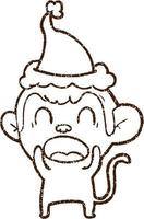 dessin au fusain de singe festif vecteur