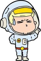 astronaute stressé de dessin animé vecteur