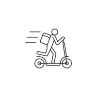 courrier sur scooter électrique avec icône de ligne de sac de livraison pour l'application de livraison en ligne vecteur