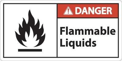 Signe de danger pour les liquides inflammables sur fond blanc vecteur