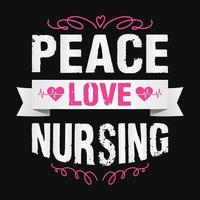 paix amour soins infirmiers - conception de t-shirt citations infirmière vecteur
