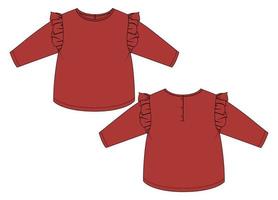 modèle de croquis plat de mode de conception de vêtements pour enfants vues avant et arrière. vecteur