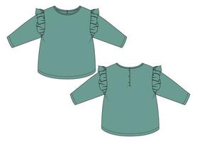 modèle de croquis plat de mode de conception de vêtements pour enfants vues avant et arrière. vecteur