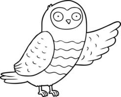 dessin animé hibou pointant du doigt vecteur