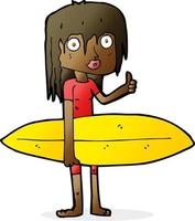 fille de surfeur de dessin animé vecteur
