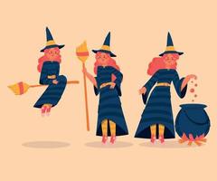 illustration de sorcières d'halloween vecteur