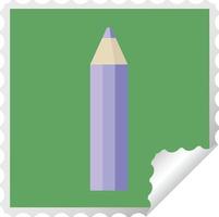 timbre autocollant carré graphique crayon de couleur violet vecteur