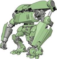 grand robot vert, illustration, vecteur sur fond blanc.