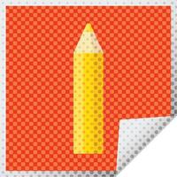 autocollant carré orange crayon de couleur illustration vectorielle graphique vecteur