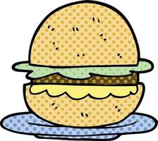 burger de dessin animé de style bande dessinée vecteur