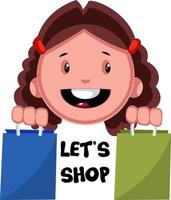 Permet de magasiner girl emoji, illustration, vecteur sur fond blanc.