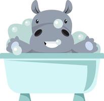 bain d'hippopotame, illustration, vecteur sur fond blanc.