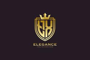 logo monogramme de luxe élégant initial tx ou modèle de badge avec volutes et couronne royale - parfait pour les projets de marque de luxe vecteur