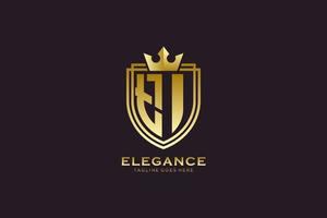 logo monogramme de luxe élégant initial ti ou modèle de badge avec volutes et couronne royale - parfait pour les projets de marque de luxe vecteur
