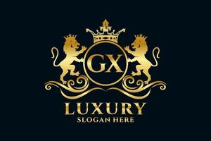 modèle initial de logo de luxe gx lettre lion royal dans l'art vectoriel pour les projets de marque de luxe et autres illustrations vectorielles.
