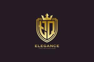 logo monogramme de luxe élégant initial tq ou modèle de badge avec volutes et couronne royale - parfait pour les projets de marque de luxe vecteur