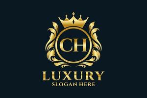 modèle de logo de luxe royal de lettre ch initiale dans l'art vectoriel pour des projets de marque luxueux et d'autres illustrations vectorielles.