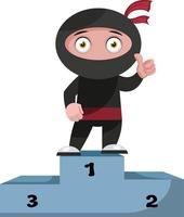 ninja sur scène gagnante, illustration, vecteur sur fond blanc.