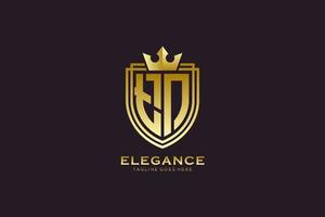 logo monogramme de luxe élégant initial tn ou modèle de badge avec volutes et couronne royale - parfait pour les projets de marque de luxe vecteur