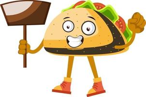 taco avec pelle à poussière, illustration, vecteur sur fond blanc.