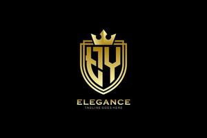 logo monogramme de luxe élégant initial ou modèle de badge avec volutes et couronne royale - parfait pour les projets de marque de luxe vecteur