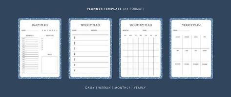 ensemble de modèles minimalistes de planificateur quotidien, hebdomadaire, mensuel et annuel avec motif terrazzo vecteur