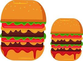 deux hamburgers, illustration, vecteur sur fond blanc.