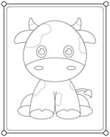 vache mignonne adaptée à l'illustration vectorielle de la page de coloriage pour enfants vecteur