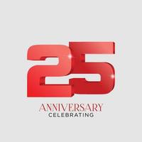 conception rouge de célébration du 25e anniversaire vecteur