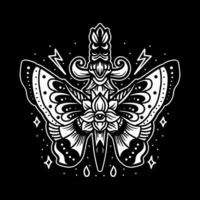 conception de tatouage de poignard papillon vecteur