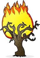 dessin animé arbre d'hiver en feu vecteur