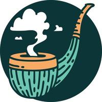 image emblématique de style tatouage d'une pipe de fumeur vecteur
