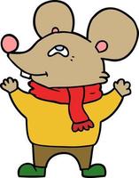 souris de dessin animé portant une écharpe vecteur