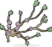 branche fleurie de dessin animé vecteur